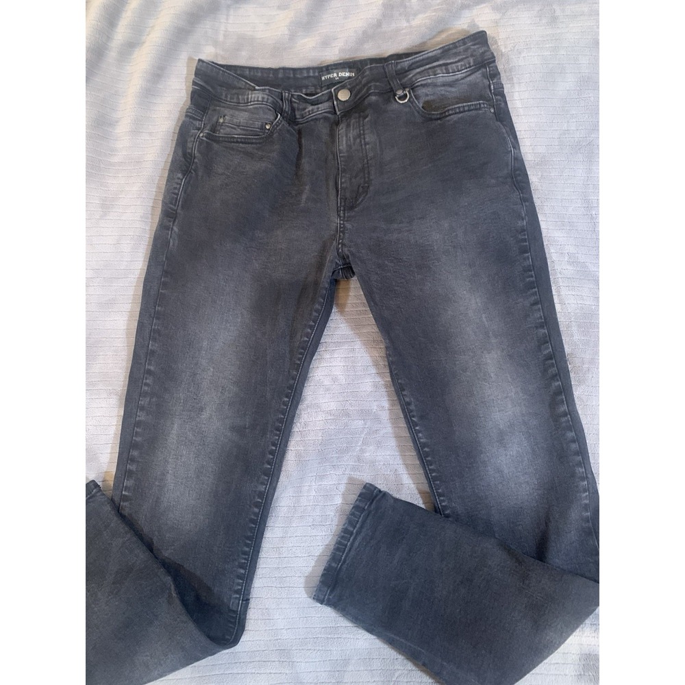 Hyper Denim Men's 38x33 Black Biker Stretch Denim Jeans Slimming